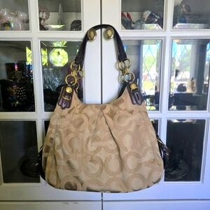 Coach Tan and Brown Signature Tote